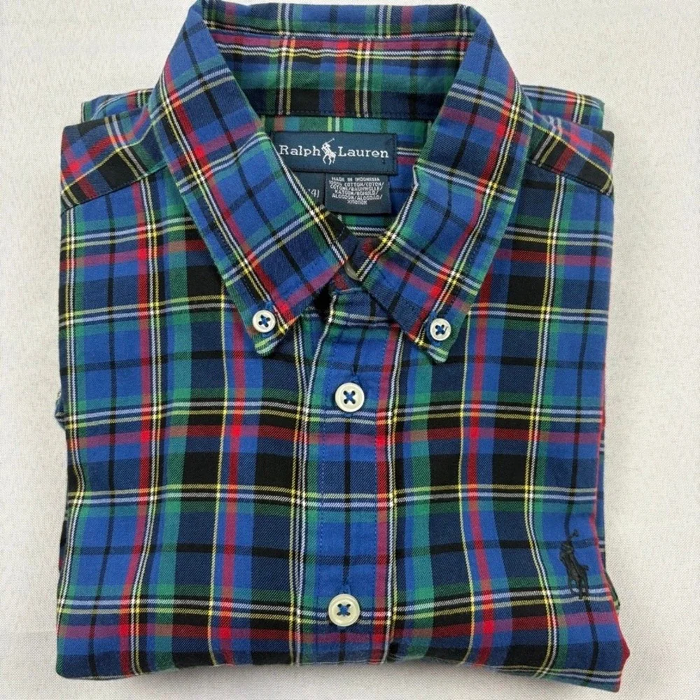 Ralph Lauren Plaid Shirt Kids Size M‎ (12/14) Long Sleeve Button Down Cotton